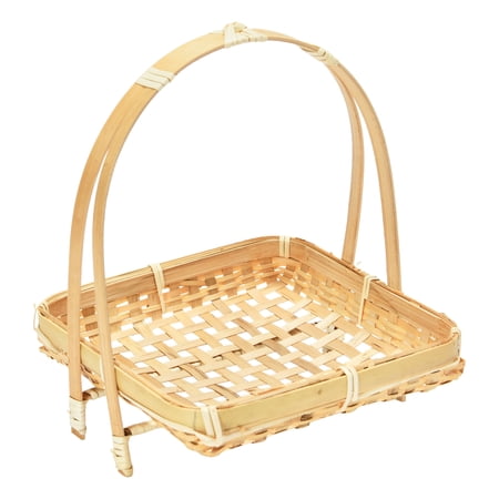 Storied Home Hand-Woven Bamboo Stand with Removable Tray, Set of 2