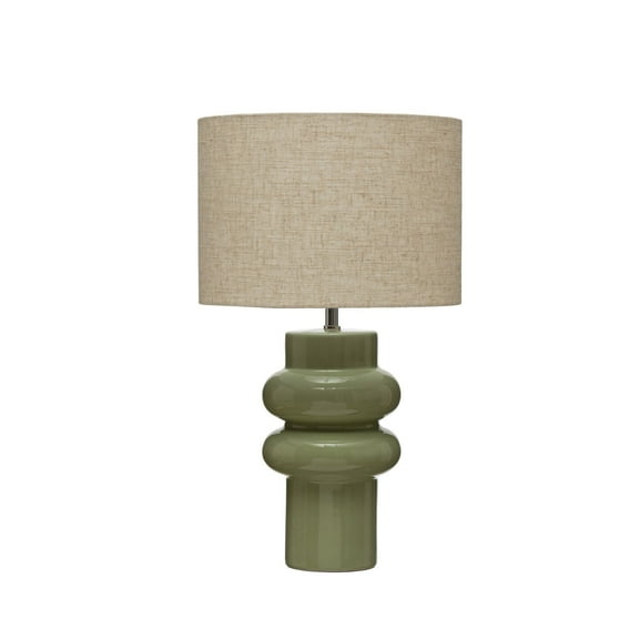 Storied Home 20.25” Stoneware Table Lamp with Linen Shade