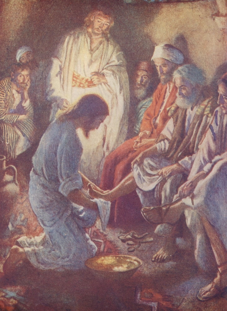 Stories about Jesus 1959 Jesus washing the disciples feet Canvas Art - Harold Copping (18 x 24)