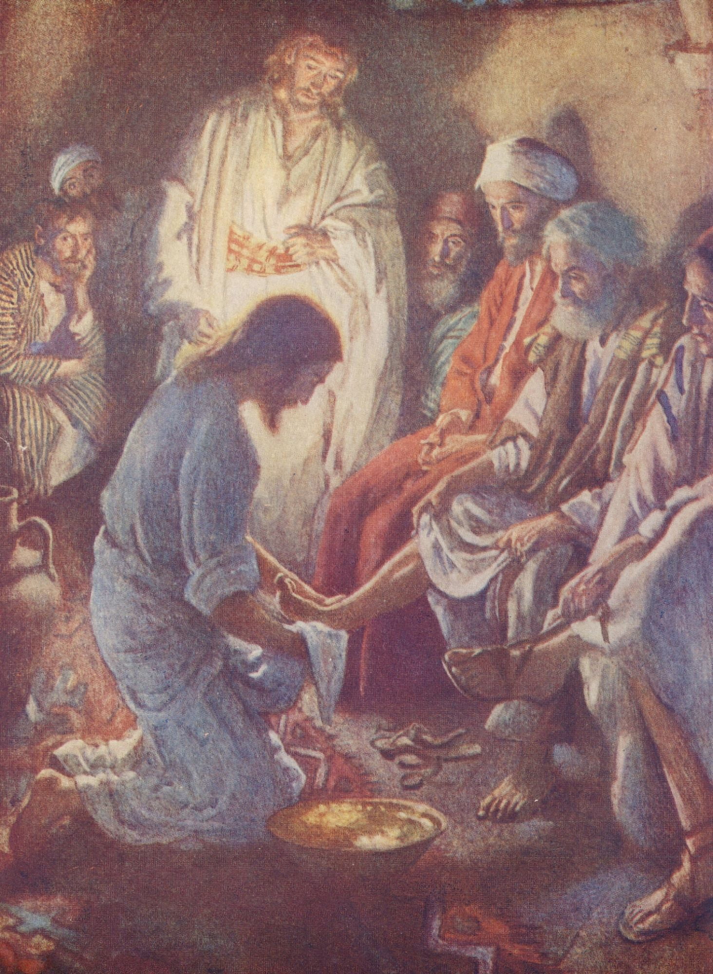 Stories about Jesus 1959 Jesus washing the disciples feet Canvas Art - Harold Copping (24 x 36)