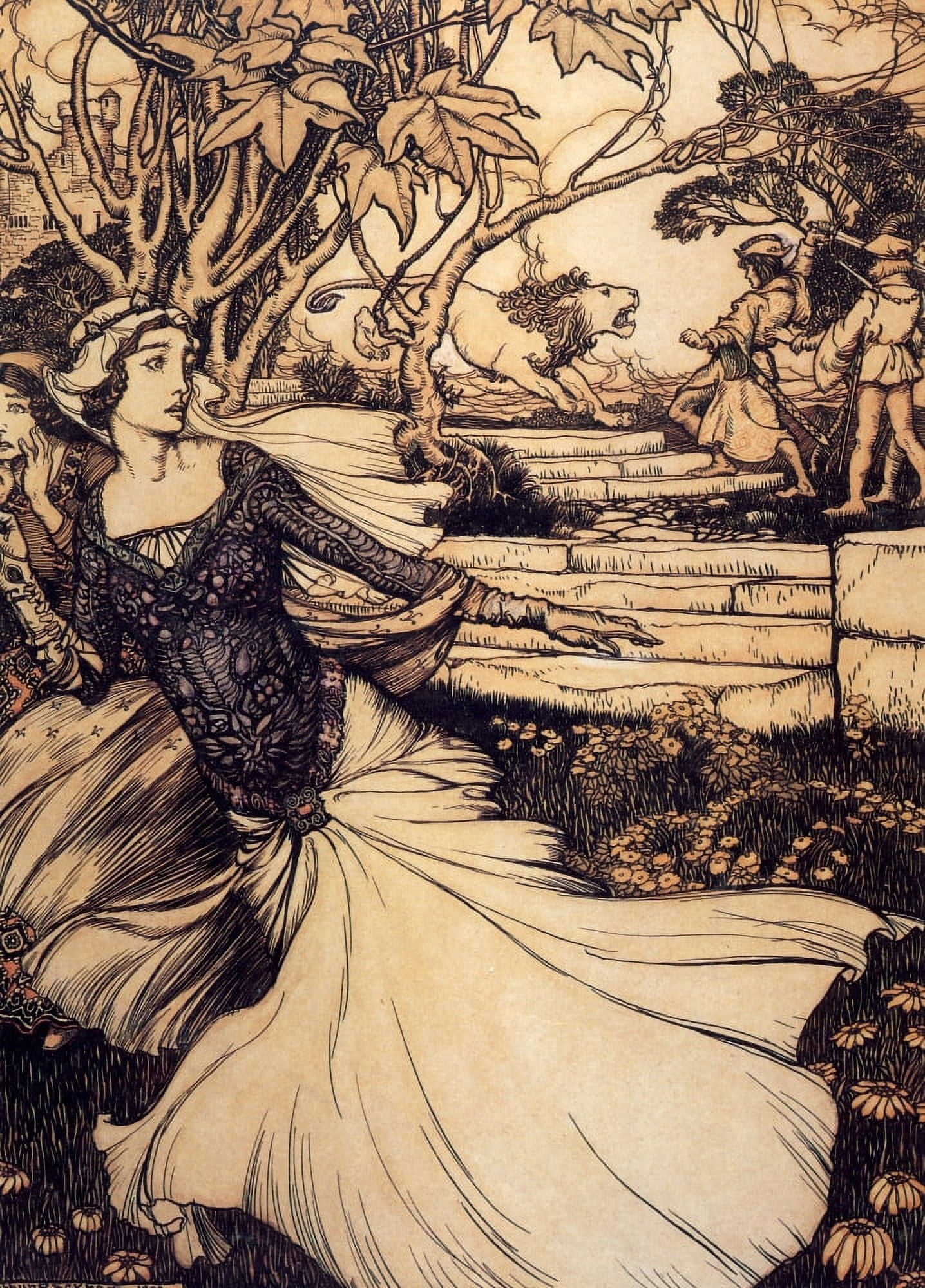Stories of King Arthur 1902 Breunor swung his sword Canvas Art - A Rackham (24 x 36)