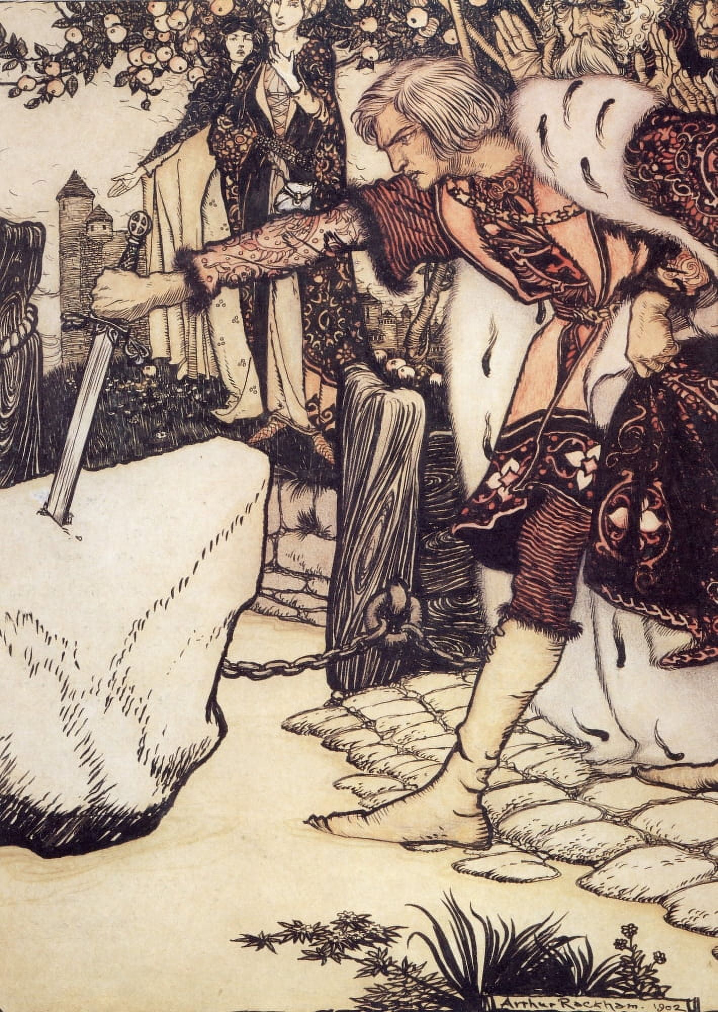 Stories of King Arthur 1902 Sword in the Stone Canvas Art - A Rackham (18 x 24)
