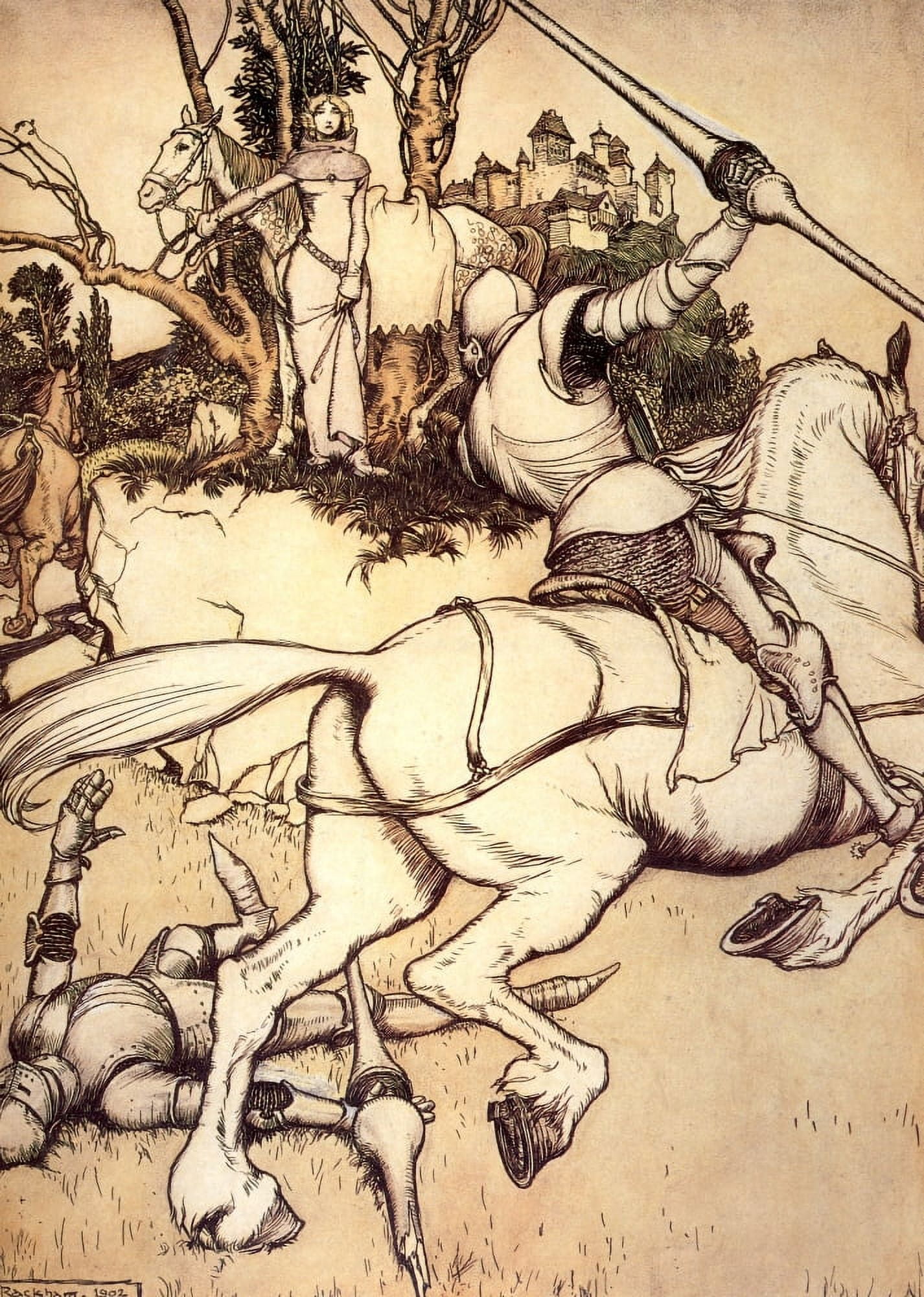 Stories of King Arthur 1902 This knight he served Canvas Art - A Rackham (24 x 36)