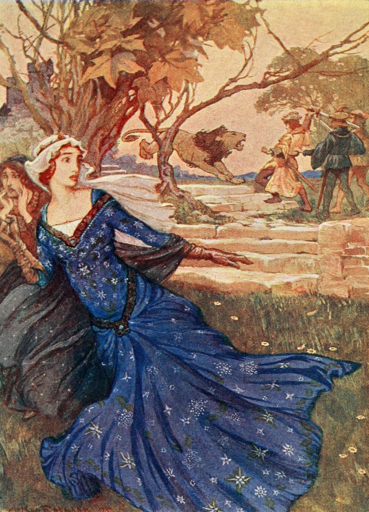 Stories of King Arthur 1910 Breunor swung his sword Canvas Art - A Rackham (18 x 24)