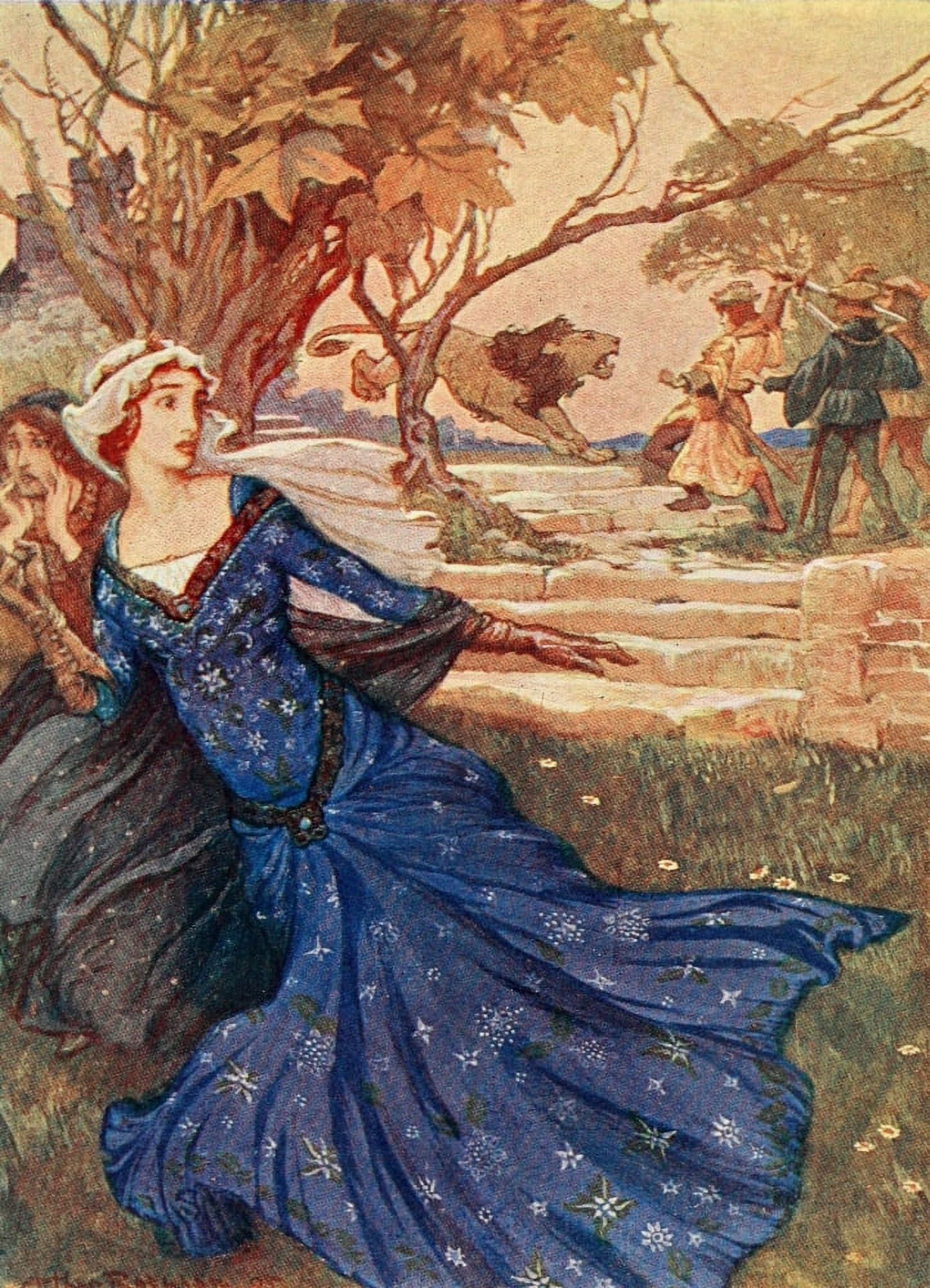 Stories of King Arthur 1910 Breunor swung his sword Canvas Art - A Rackham (24 x 36)