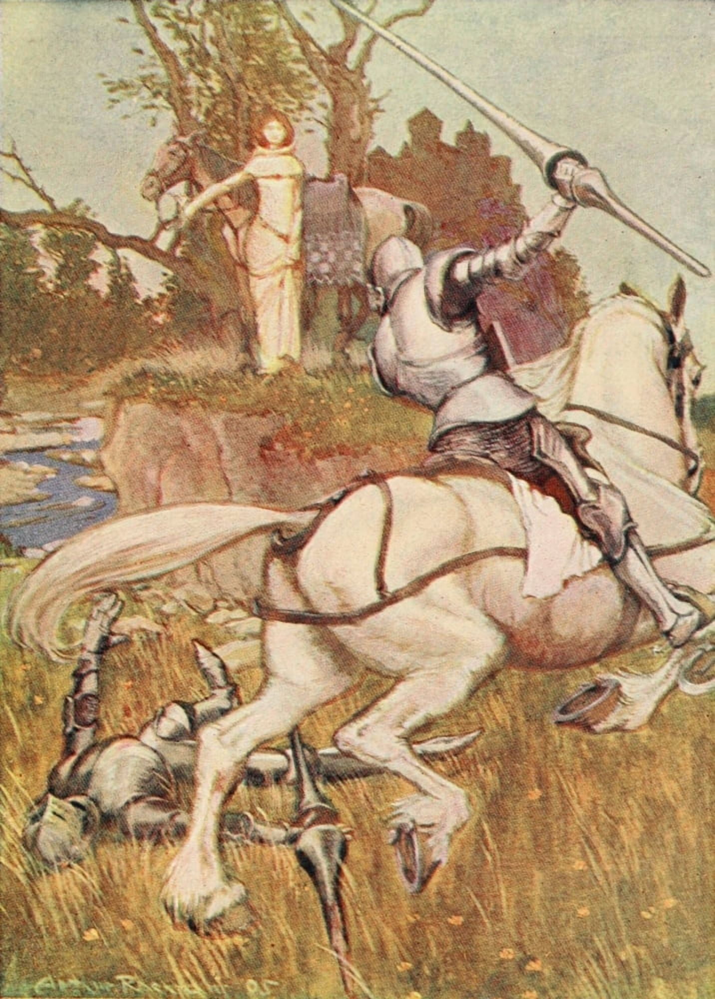 Stories of King Arthur 1910 This knight he served Canvas Art - A Rackham (18 x 24)