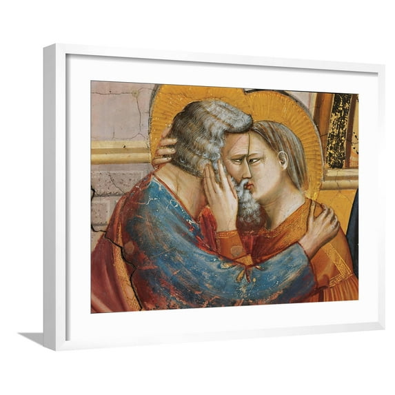 Art.com Stories of St Joachim and St Anne the Meeting at the Golden Gate Giclee Print by Giotto di Bondone, White Frame Wall Art, 29" x 23"