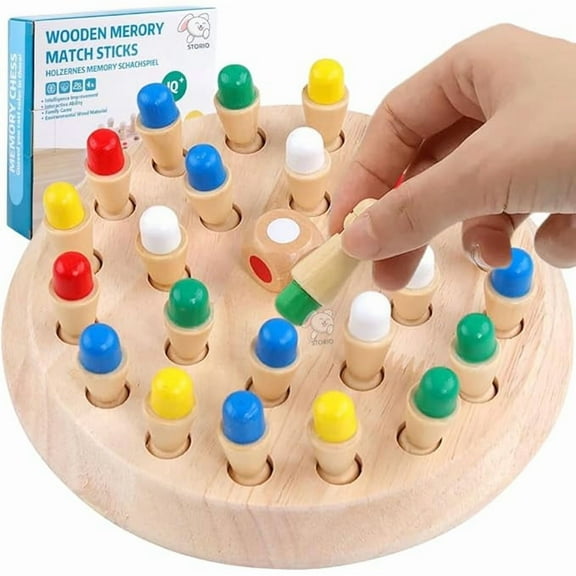 Storio Educational Learning Geometric Shape Memory Chess Puzzle | Quick Color, Shape Matching Board Game