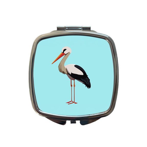 Stork Bird Profile Travel Makeup Handbag Purse Small Pocket Compact Mirror