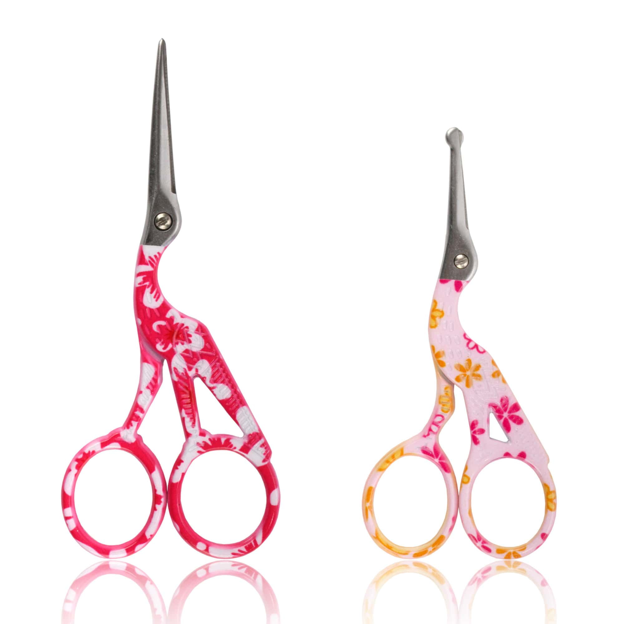 Stork Bird Rounded Safety Tip Embroidery Craft Stainless Steel Crane Scissors - Assortment B - 2 Pairs