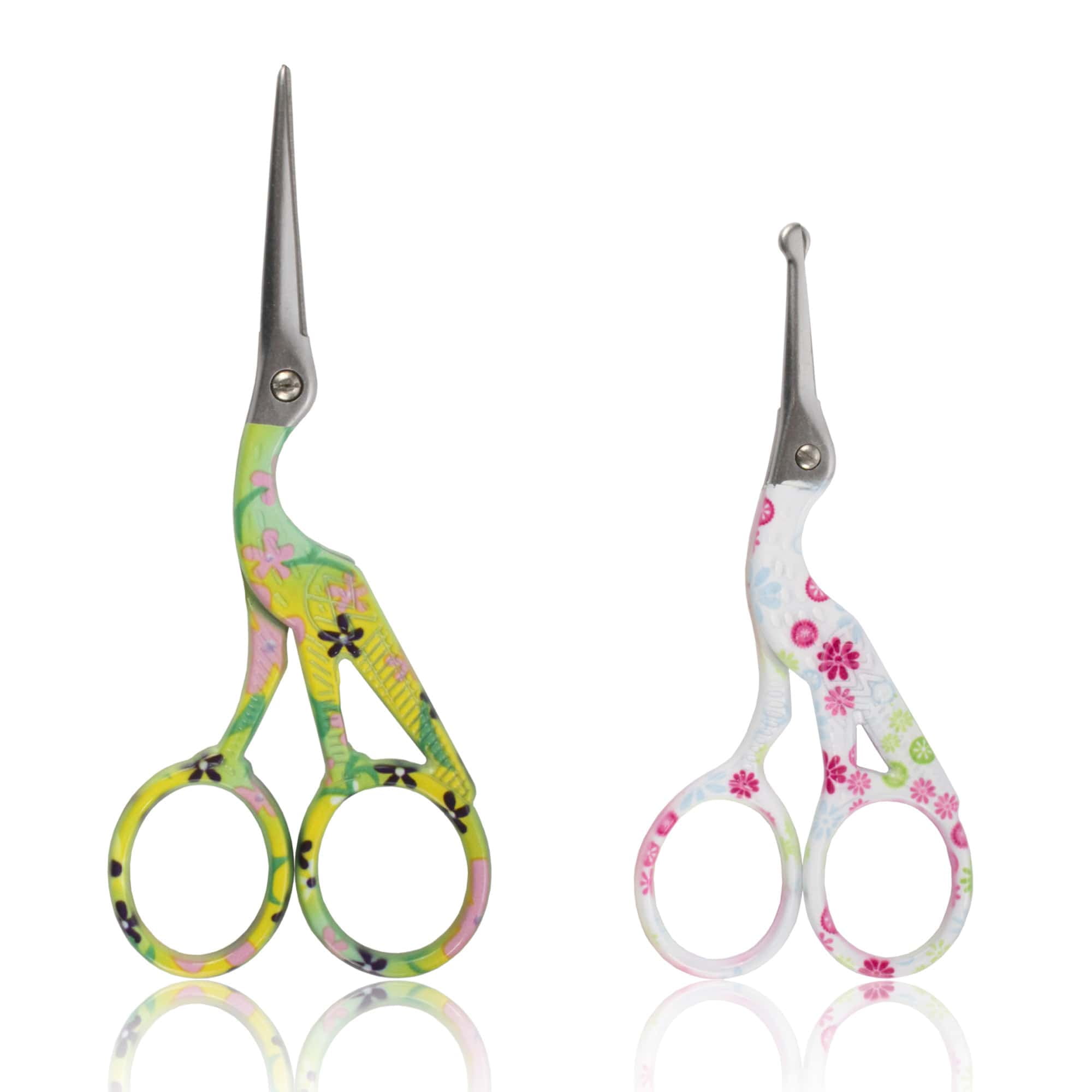 Stork Bird Rounded Safety Tip Embroidery Craft Stainless Steel Crane Scissors - Assortment C - 2 Pairs