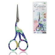 Stork Bird Rounded Safety Tip Embroidery Craft Stainless Steel Crane Scissors - Blue - 1 Pair