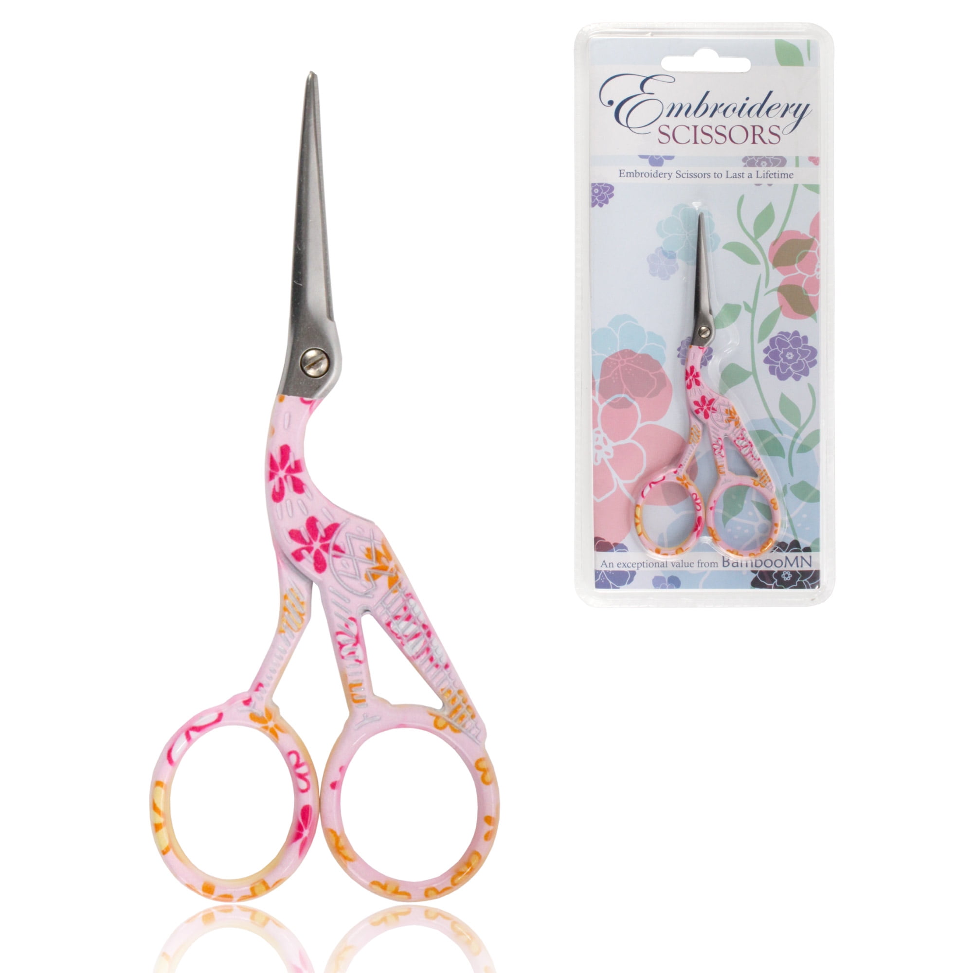 Spring Embroidery Scissors - Small Curved Craft Scissors For Sewing & Cross Stitch (Pink)