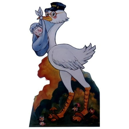 Stork With Baby Boy - Life-Size Cardboard Stand-Up