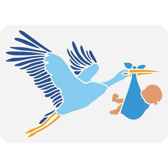 Stork with Baby Painting Stencils 12x8inch Animal Theme Plastic Decoration Template for DIY Engraving Scrapbooking colorful