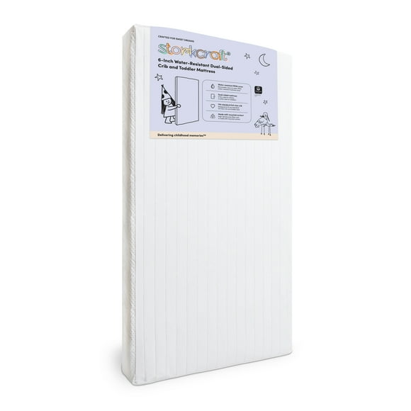 Storkcraft 6-Inch Water-Resistant Grow-with-Me Dual-Sided Baby Crib & Toddler Bed Mattress