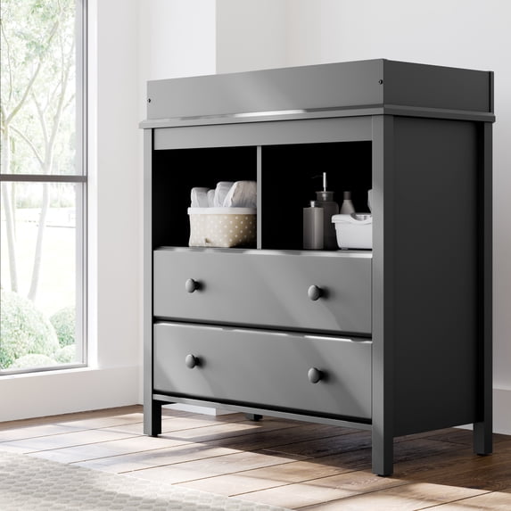Storkcraft Alpine 2-Drawer Infant Changing Table Dresser, Gray