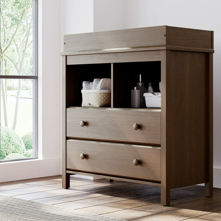 storkcraft modern 2 drawer changing table dresser Storkcraft Alpine 2-Drawer Changing Chest, Gray