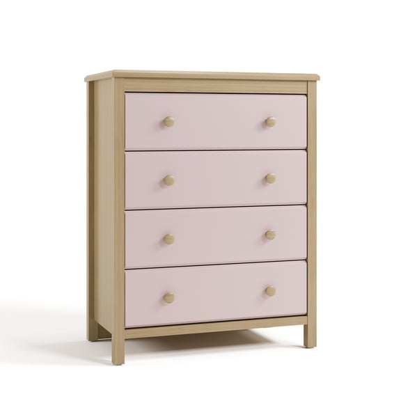 Storkcraft Alpine 4 Drawer Nursery Dresser, Driftwood with Blush
