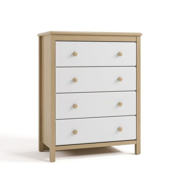 Storkcraft Alpine 4 Drawer Nursery Dresser, Driftwood with White