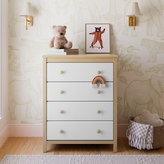 Storkcraft Alpine 4 Drawer Nursery Dresser, Driftwood with White