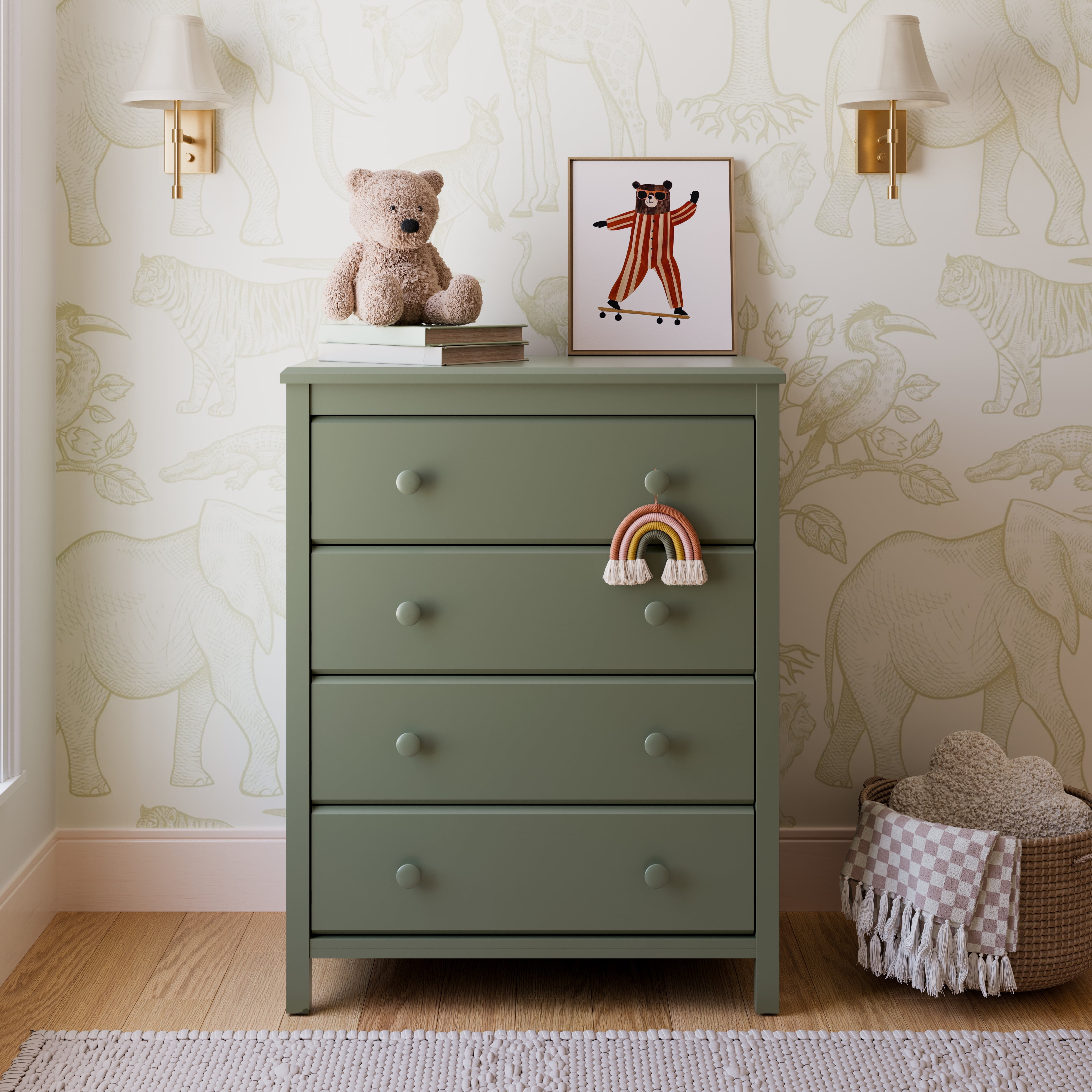 Storkcraft Alpine 4 Drawer Nursery Dresser, Olive