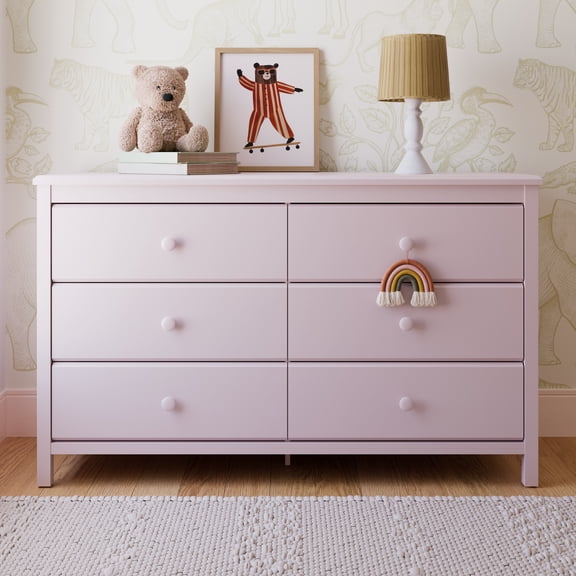 Storkcraft Alpine 6 Drawer Nursery Double Dresser, Blush