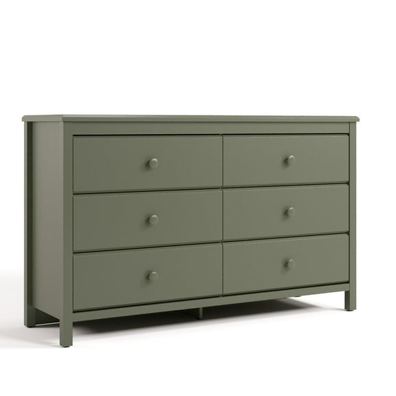 Storkcraft Alpine 6 Drawer Nursery Double Dresser, Olive