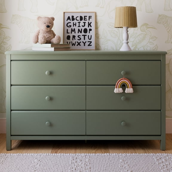 Storkcraft Alpine 6 Drawer Nursery Double Dresser, Olive