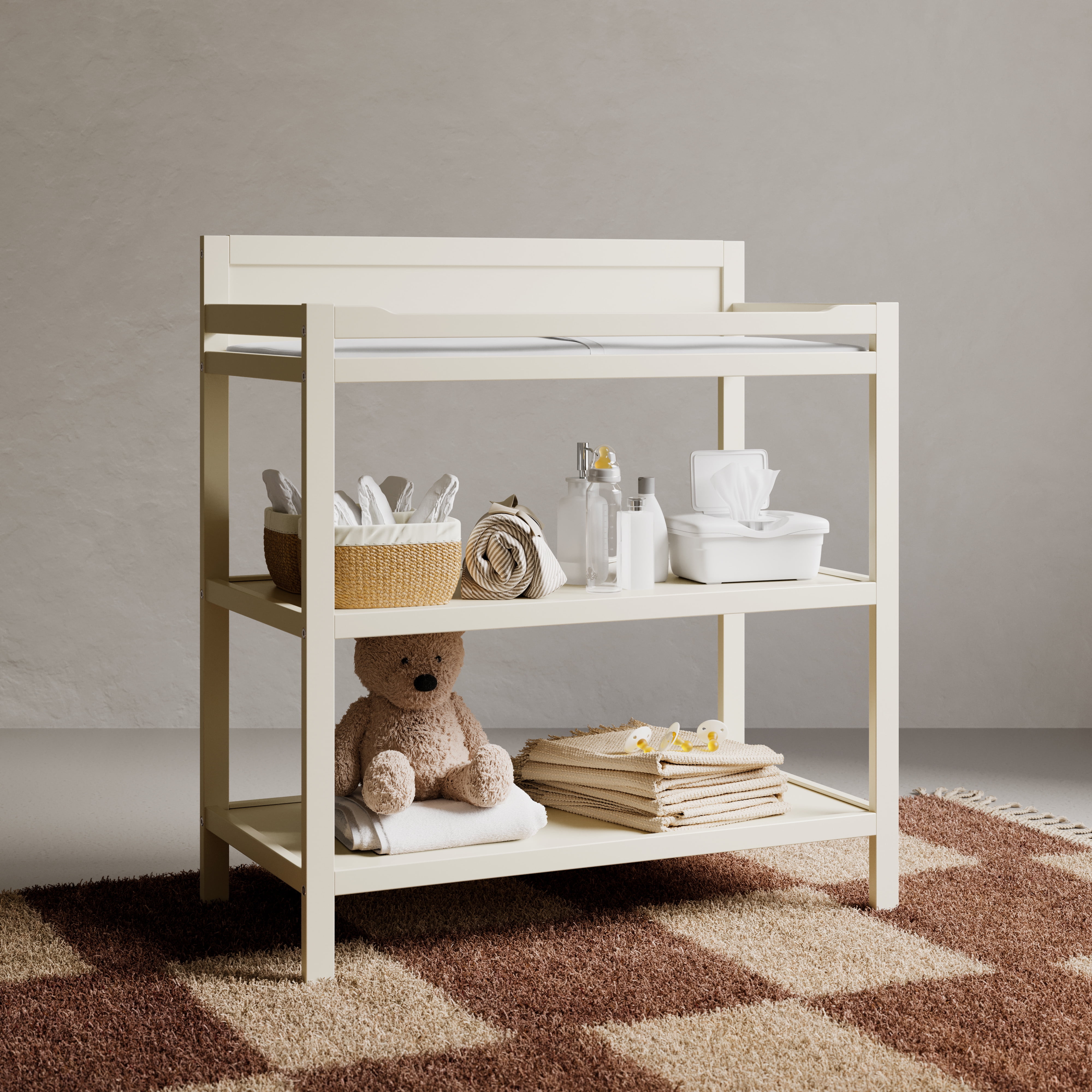 Storkcraft Alpine Infant Changing Table with Changing Pad, Frosted Oat