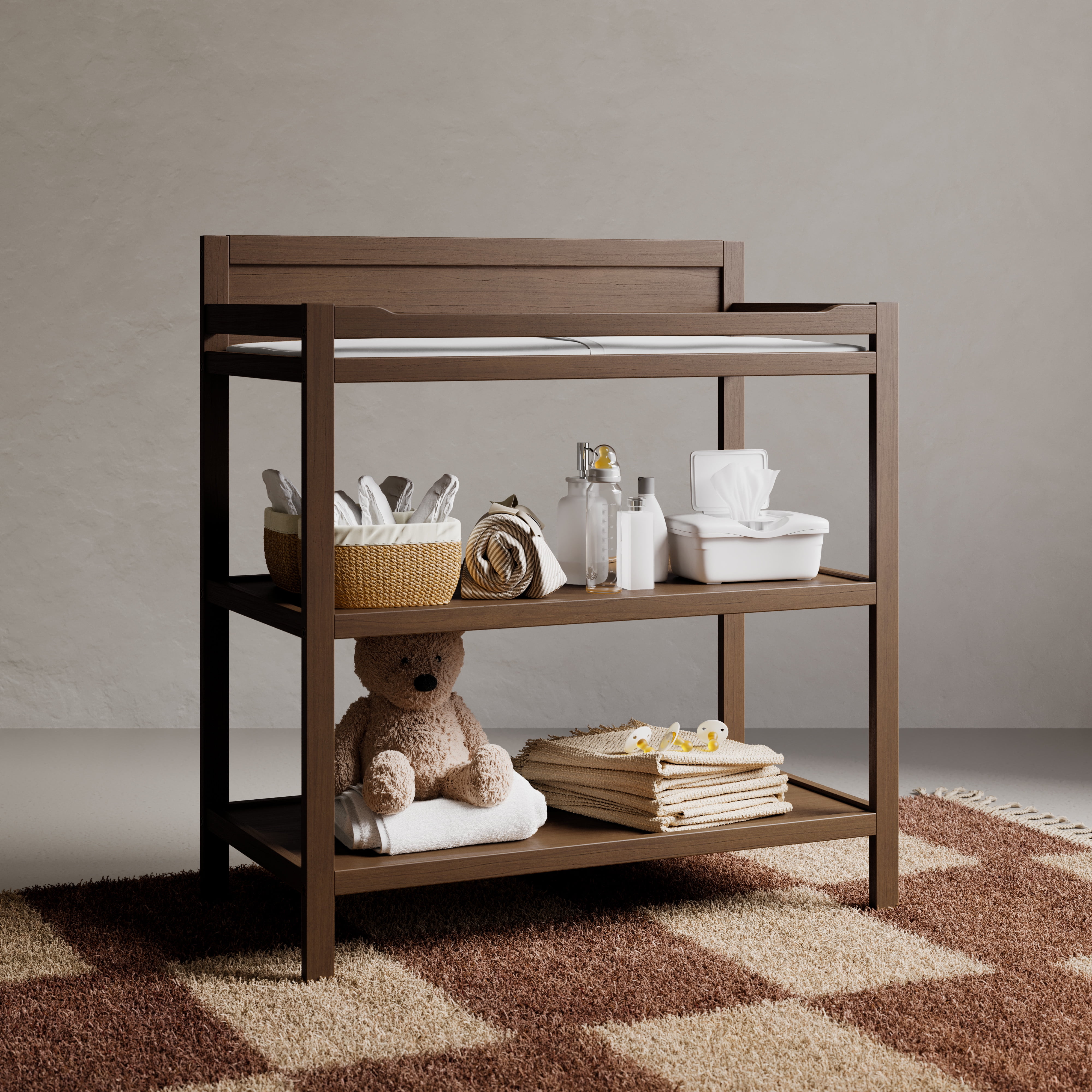 Storkcraft Alpine Infant Changing Table with Changing Pad, Hazelnut