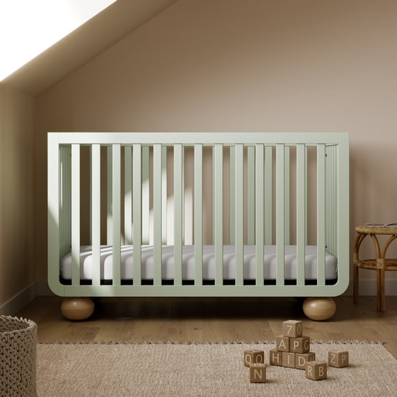 Storkcraft Amalfi Deluxe 5-in-1 Convertible Crib with with Bonus Toddler Guardrail, Sage with Driftwood