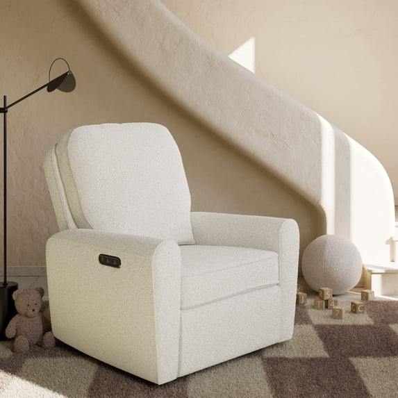 Storkcraft Amalfi Deluxe Power Recliner Swivel Glider, Ivory Boucle
