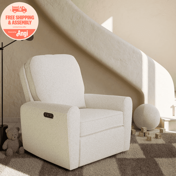 Storkcraft Amalfi Deluxe Power Recliner Swivel Glider, Ivory Boucle