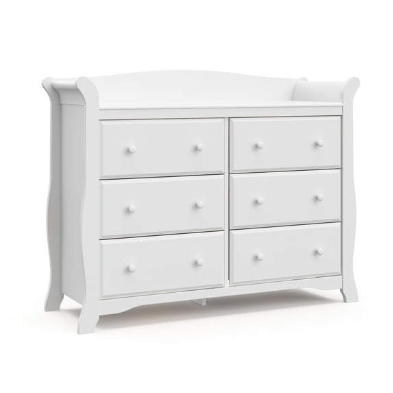 Storkcraft Avalon 6 Drawer Nursery Double Dresser, White