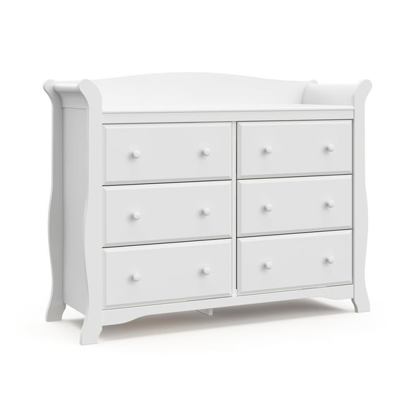 Storkcraft Avalon 6 Drawer Nursery Double Dresser, White