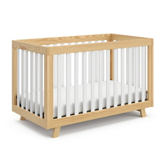 Storkcraft Beckett 3-in-1 Convertible Baby Crib, Natural/White