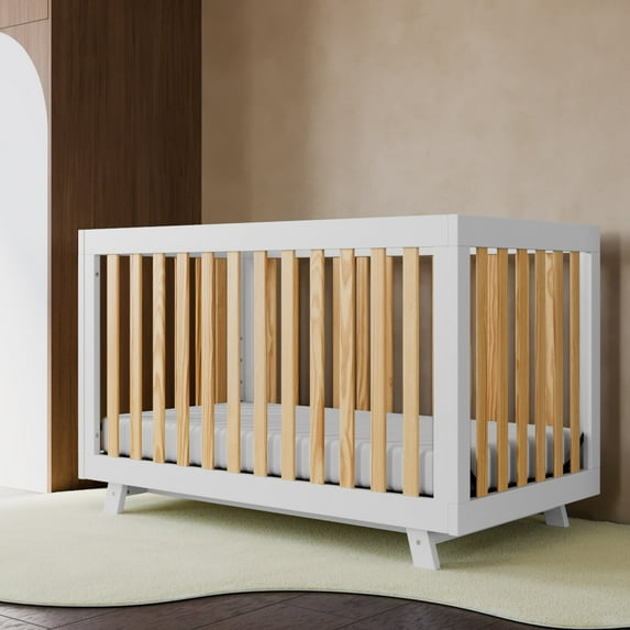 Storkcraft Beckett 3-in-1 Convertible Baby Crib, White/Natural