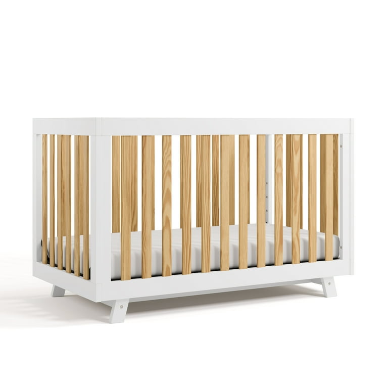 Storkcraft Beckett 3-in-1 Convertible Baby Crib, White/Natural
