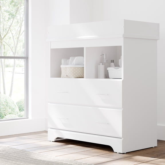 Storkcraft Brookside 2 Drawer Infant Changing Table Dresser, White