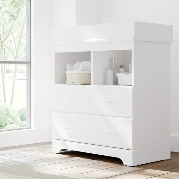 Storkcraft Brookside 2 Drawer Infant Changing Table Dresser, White