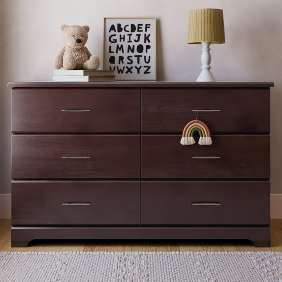 Storkcraft Brookside 6 Drawer Nursery Double Dresser, Espresso