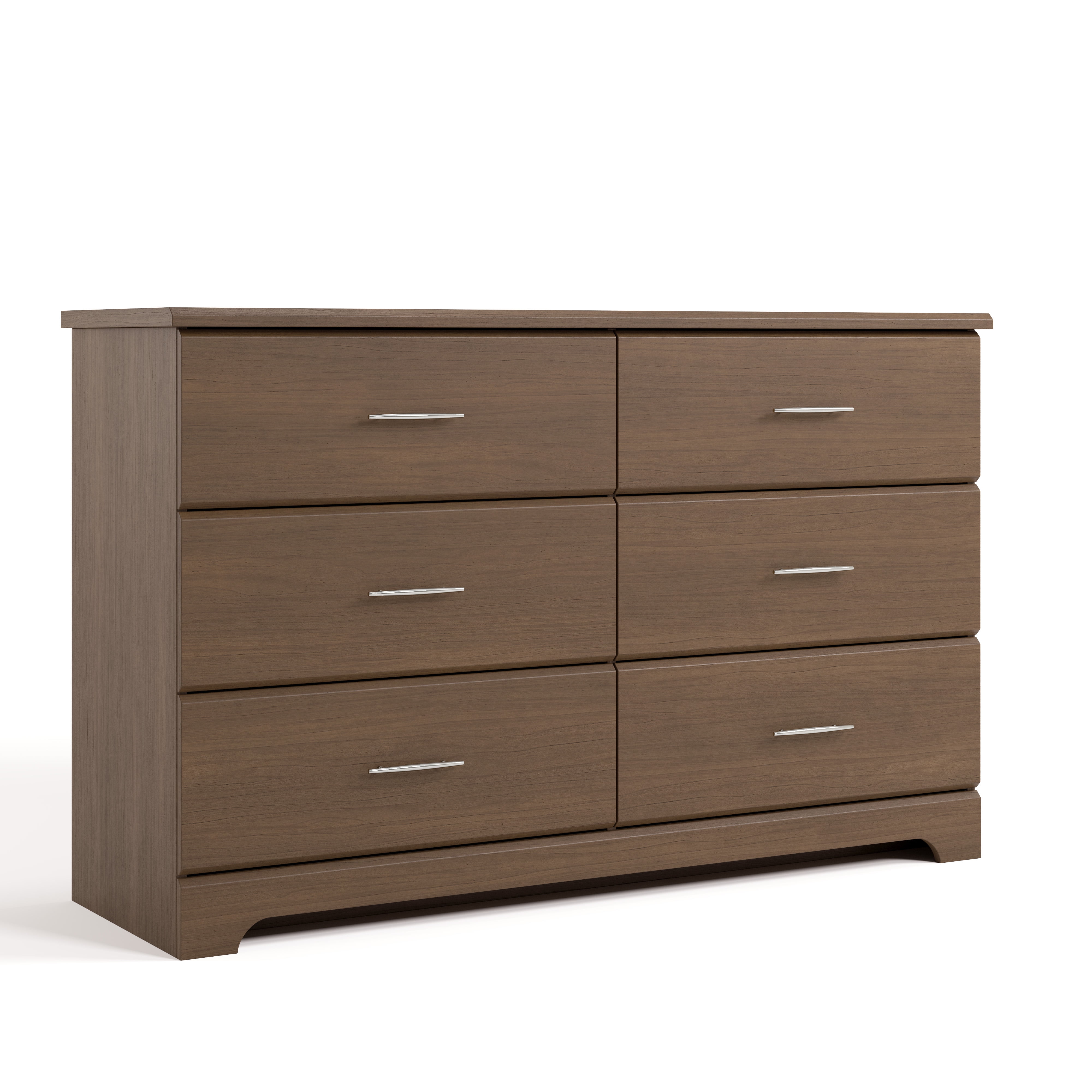 Hazelnut Double Nursery Dresser with Silver Hardware