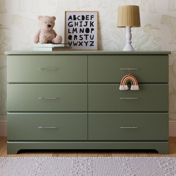 Storkcraft Brookside 6 Drawer Nursery Double Dresser, Olive