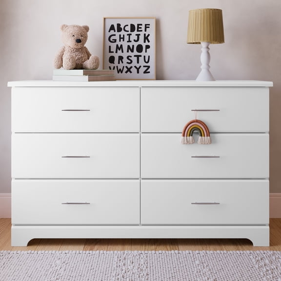 Storkcraft Brookside 6 Drawer Nursery Double Dresser, White