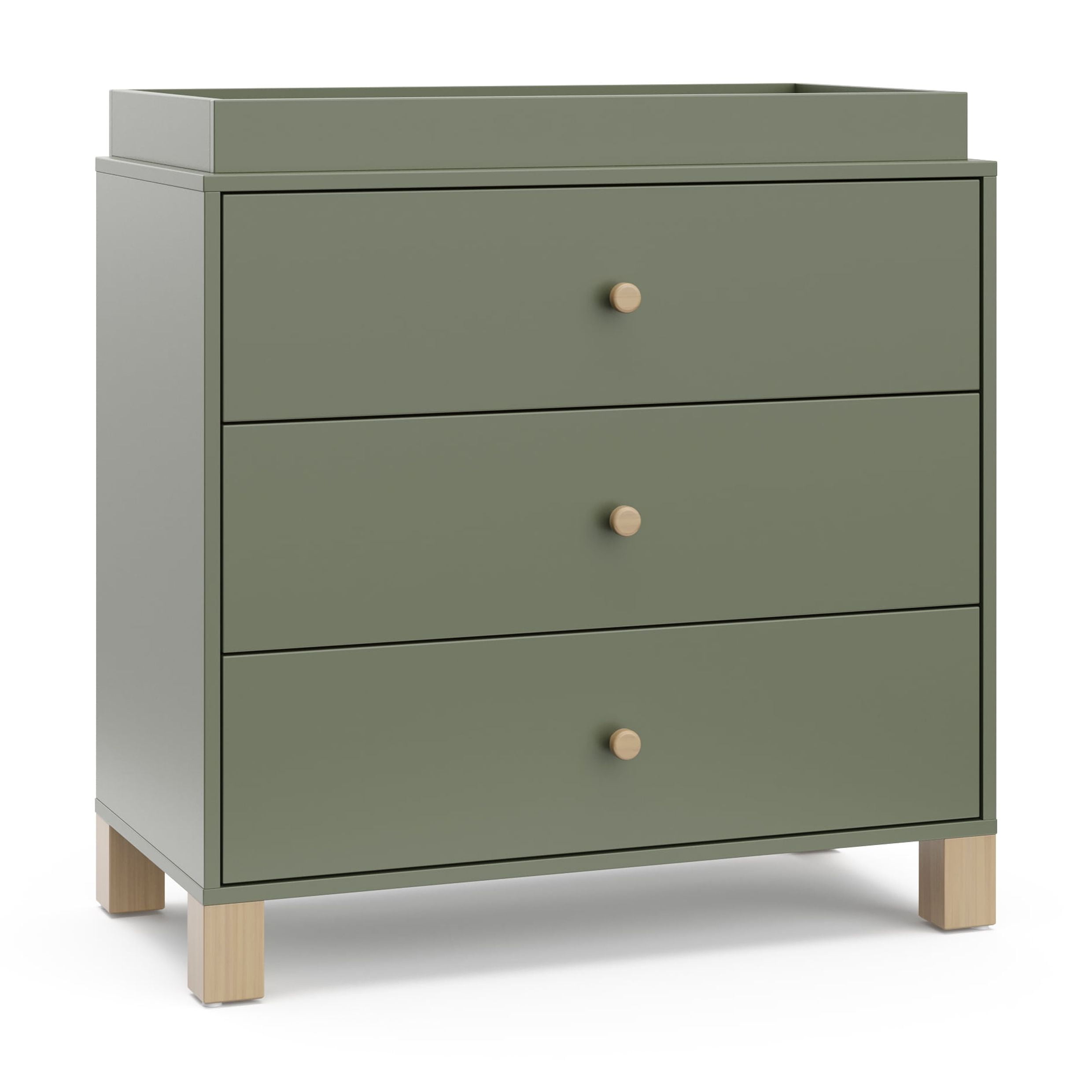 Olive and Driftwood 3-Drawer Nursery Dresser with Changing Topper