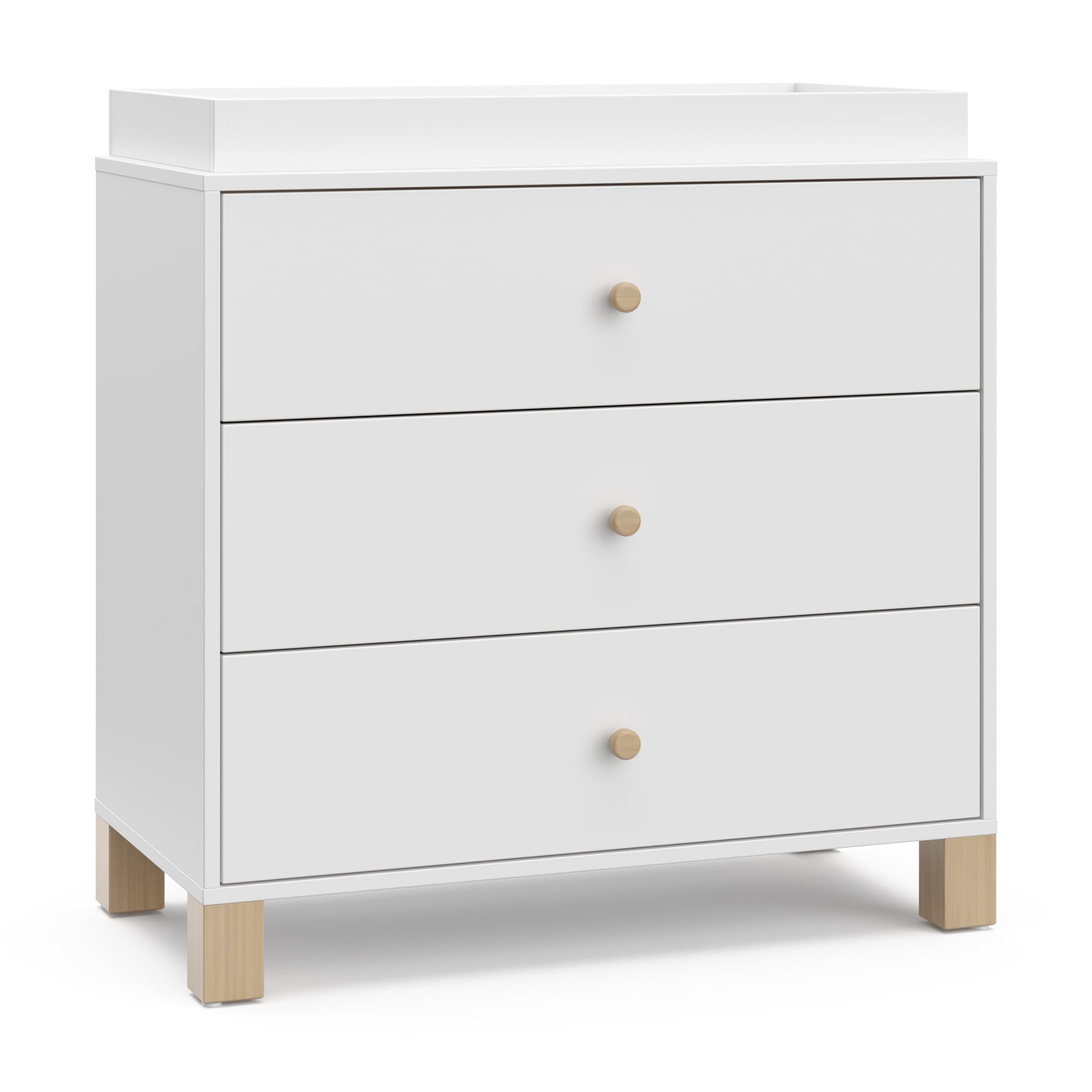 White and Driftwood 3 Drawer Combo Nursery Dresser