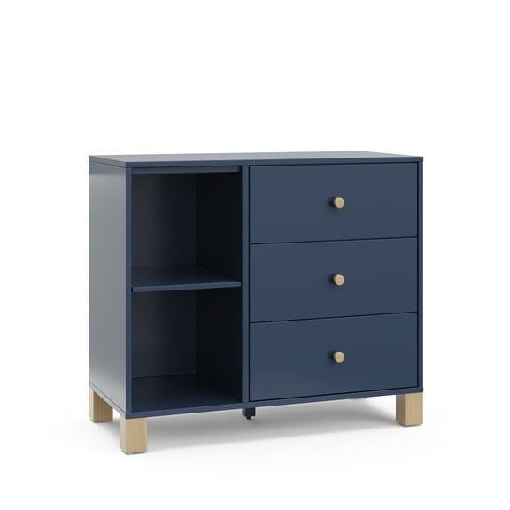 Storkcraft California 3 Drawer Nursery Combo Dresser, Midnight Blue with Driftwood