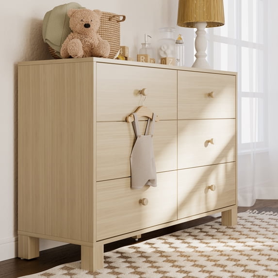 Storkcraft California 6 Drawer Dresser, Driftwood