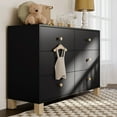 thumbnail image 1 of Storkcraft California 6 Drawer Nursery Wood Double Dresser, Black with Driftwood, 1 of 14